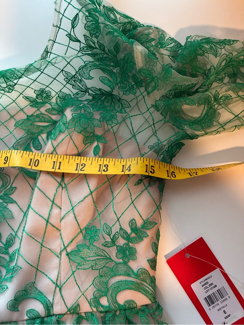 Monique Lhuillier for BHLDN/Anthropologie “Holly” green lace dress, size 6 NWT - Picture 9 of 12